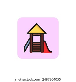 Icono de línea de patio. Diapositiva, tiempo de juego, actividad. Concepto de infancia. La Ilustración vectorial se puede utilizar para temas como jardín de infantes, verano, entretenimiento