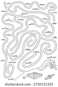 Labirinto gráfico labirinto preto branco esboço vertical ilustração vetor 