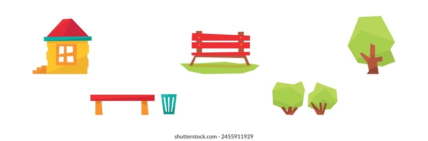 Playground Object and Equipment Outdoor Park Element Vector Set