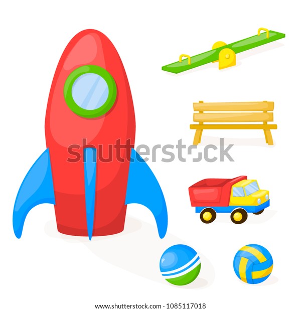 Playground park cartoon vector fun\
play kid kindergarten illustration child outdoor equipment.\
Childhood leisure summer playful recreation ground baby\
amusement.