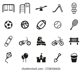 Playground Or Park Icons Black & White Set Big