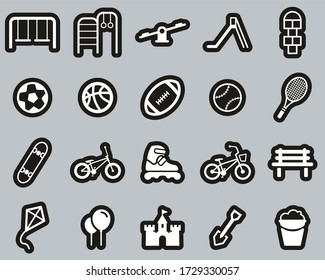 Playground Or Park Icons White On Black Sticker Set Big