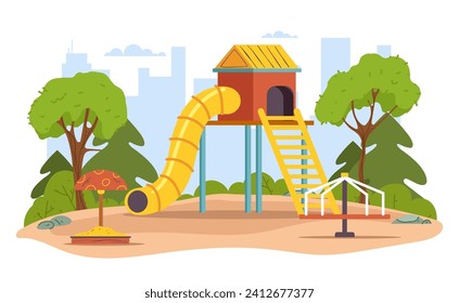 Playground park for kid child play concept. Vector graphic design illustration