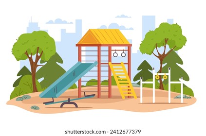 Playground park for kid child play concept. Vector graphic design illustration