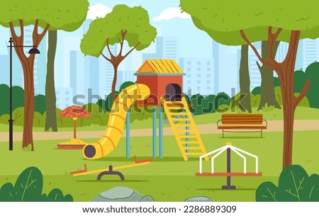 Playground park for kid child play concept. Vector graphic design illustration
