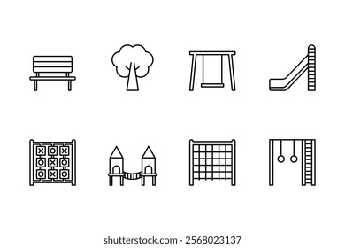 Playground and Park Line Icon Set. Minimalistic Design Elements