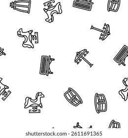 playground park outdoor play vector seamless pattern thin line illustration
