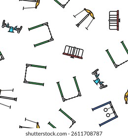 playground park outdoor play vector seamless pattern thin line illustration