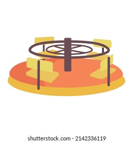 Playground roundabout semi flat color vector object. Full sized item on white. Rotating mechanism. Merry-go-round simple cartoon style illustration for web graphic design and animation
