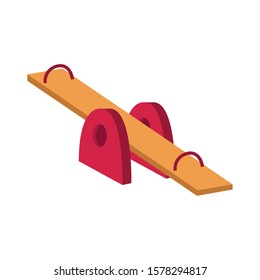 playground seesaw icon over white background, vector illustration