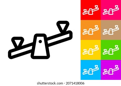 Playground Seesaw. Icono De Línea Con Fondo De Color Diferente.