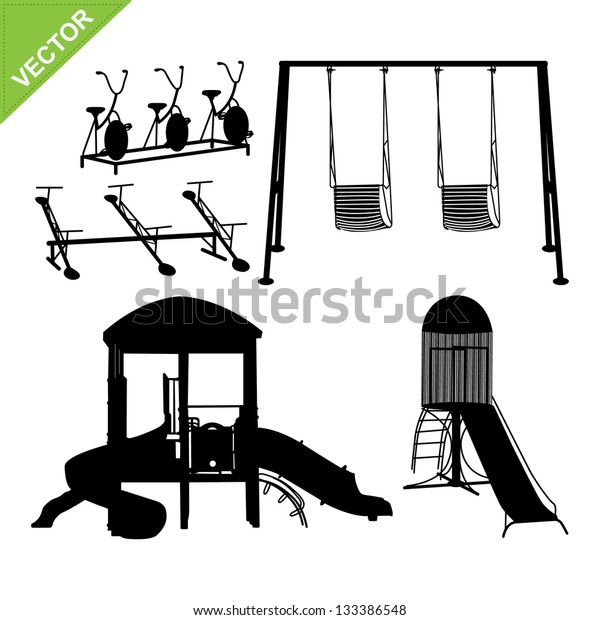 Playground Silhouettes Vector Stock Vector (Royalty Free) 133386548