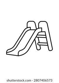 Playground Slide Coloring Page – Printable Black and White Outline Educational Worksheet for Kids