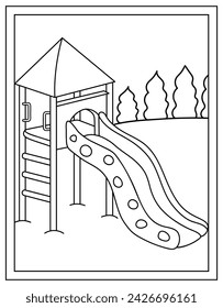 Ein Spielplatz Folie Färbung Seite Vektor Download