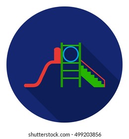 Playground slide icon in flat style isolated on white background. Play garden symbol stock vector illustration.