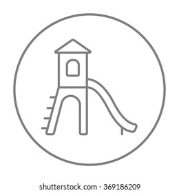 Playground with slide line icon.