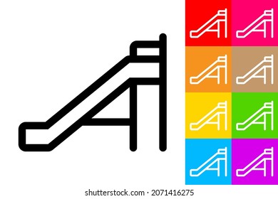 Playground Slide. Line Icon With Different Color Background.