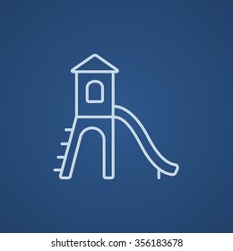 Spielplatz mit Diazeilensymbol für Web-, Mobil- und Infografiken. Vektorhellblaue Symbol einzeln auf blauem Hintergrund.