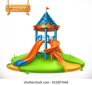 Playground slide. Play area for children, 3d vector icon