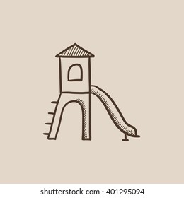 Playground with slide sketch icon.