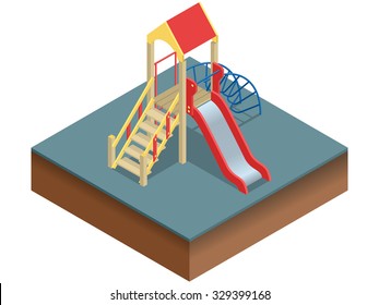 Playground slide theme elements. Flat 3d isometric