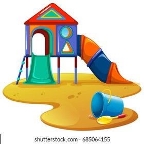 Playground with slide and toys illustration