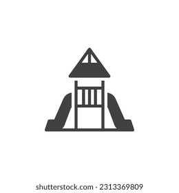 Darstellerrutsche, Vektorsymbol. volles Flachzeichen für mobiles Konzept und Webdesign. Spielplatz-Symbol Symbol, Logo-Abbildung. Vektorgrafik