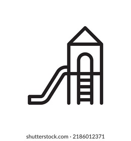 Playground Slide Vector Outline Icon. EPS 10 File Park and Nature Symbol