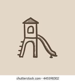 Playground with slide vector sketch icon isolated on background. Hand drawn Playground with slide icon. Playground with slide sketch icon for infographic, website or app.