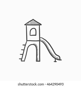 Playground with slide vector sketch icon isolated on background. Hand drawn Playground with slide icon. Playground with slide sketch icon for infographic, website or app.