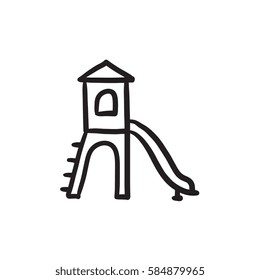 Playground with slide vector sketch icon isolated on background. Hand drawn Playground with slide icon. Playground with slide sketch icon for infographic, website or app.