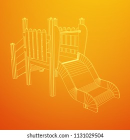 Playground slide wireframe low poly mesh construction. Vector illustration
