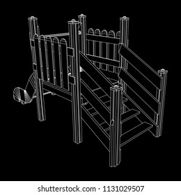 Playground slide wireframe low poly mesh construction. Vector illustration