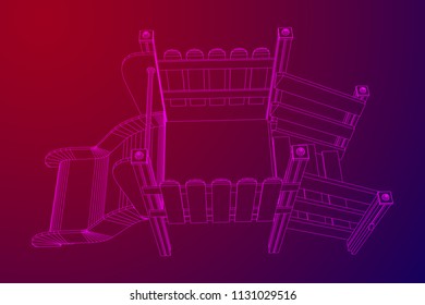 Playground slide wireframe low poly mesh construction. Vector illustration