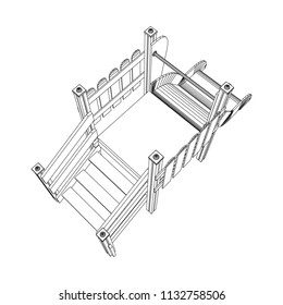 Playground slide wireframe low poly mesh construction. Vector illustration