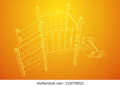 Playground slide wireframe low poly mesh construction. Vector illustration