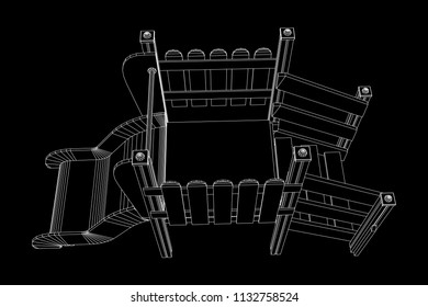 Playground slide wireframe low poly mesh construction. Vector illustration