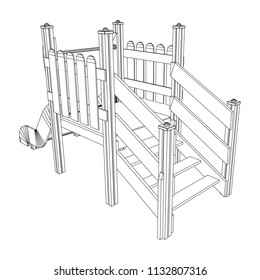 Playground slide wireframe low poly mesh construction. Vector illustration
