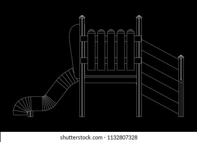 Playground slide wireframe low poly mesh construction. Vector illustration