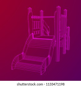 Playground slide wireframe low poly mesh construction. Vector illustration