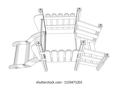 Playground slide wireframe low poly mesh construction. Vector illustration