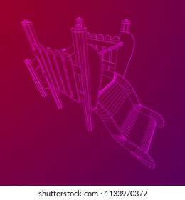 Playground slide wireframe low poly mesh construction. Vector illustration