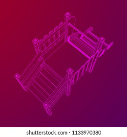 Playground slide wireframe low poly mesh construction. Vector illustration