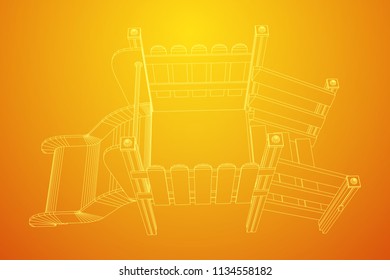 Playground slide wireframe low poly mesh construction. Vector illustration