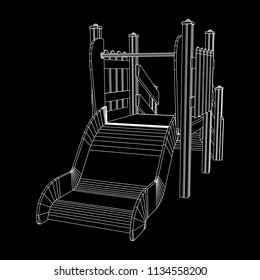 Playground slide wireframe low poly mesh construction. Vector illustration