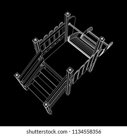 Playground slide wireframe low poly mesh construction. Vector illustration