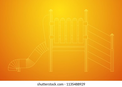 Playground slide wireframe low poly mesh construction. Vector illustration