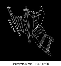 Playground slide wireframe low poly mesh construction. Vector illustration