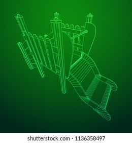 Playground slide wireframe low poly mesh construction. Vector illustration