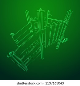 Playground slide wireframe low poly mesh construction. Vector illustration